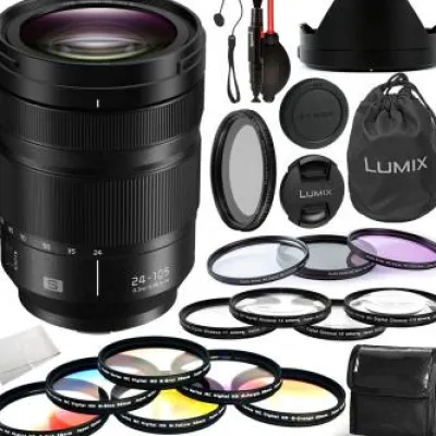 Best Panasonic Lumix S 24-105mm f/4 Macro O.I.S. Lens - S-R24105 with Advanced Accessory Bundle