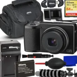 Hot Ricoh GR IIIx Digital Camera + SanDisk 64GB Extreme SDXC Memory Card,Replacement Battery with Rapid Travel Charger, Water-Resistant Gadget Bag, Mini Gripster Tripod & More (16pc Bundle)