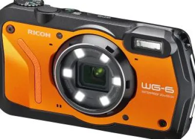 Online Ricoh WG-6 Digital Camera (Orange) + SanDisk 128GB Extreme Pro SDXC, Selfie-Stick, Water-Resistant Gadget Bag, “Gripster†Tripod & More (21pc Bundle)