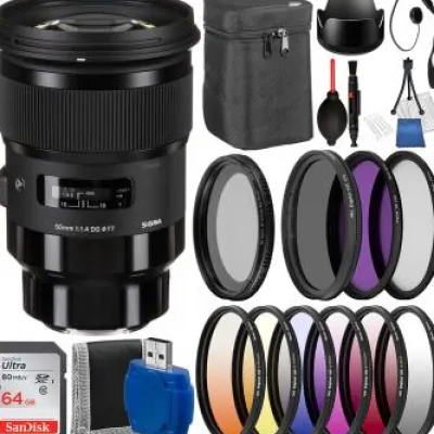 Online Sigma 50mm f/1.4 DG HSM Art Lens for Sony E - 311965 with Must Have Bundle