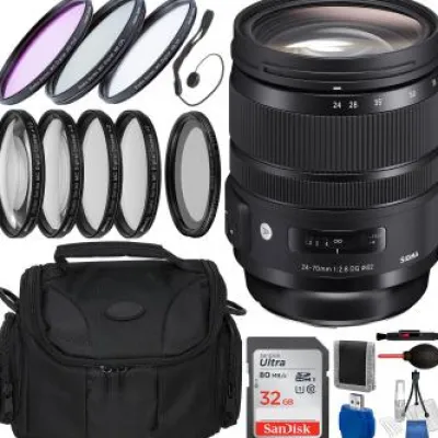 Outlet Sigma 24-70mm f/2.8 DG OS HSM Art Lens for Nikon F and Accessory Bundle