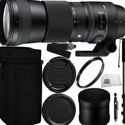 Online Sigma 150-600mm f/5-6.3 DG OS HSM Contemporary Lens for Canon EF Bundle Includes Manufacturer Accessories + 72 inch Monopod with Quick Release + UV Filter + Lens Pen + Microfiber Cleaning Cloth