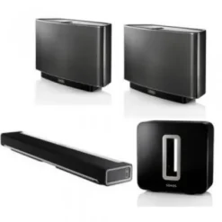 Best Sonos Deluxe Royalty Kit (Featuring:)   PLAYBAR Wireless Soundbar  + 2  PLAY:5 Speakers and   SUB Wireless Subwoofer (Black Gloss)