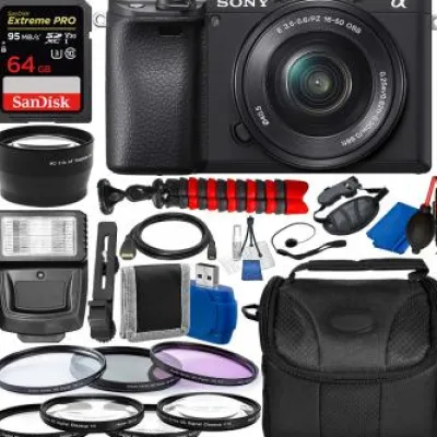Discount Sony Alpha a6400 Mirrorless Digital Camera with 16-50mm Lens and Essential Accessory Bundle