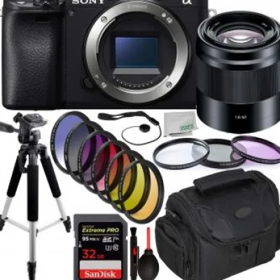 Sale Sony Alpha a6400 Mirrorless Digital Camera with 50mm Lens & Essential Accessory Bundle