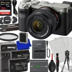 Online Sony Alpha a7C Mirrorless Digital Camera with 28-60mm Lens (Silver) + SanDisk 128GB Extreme Pro SDXC, Multi-Coated UV Filter, 2x Replacement Batteries & More (21pc Bundle)