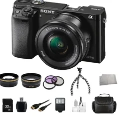 Fashion Sony Alpha a6000/ILCE-6000L Mirrorless Digital Camera with 16-50mm Lens (Black) + Accessory Bundle