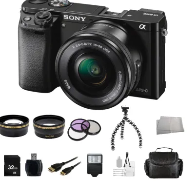 Fashion Sony Alpha a6000/ILCE-6000L Mirrorless Digital Camera with 16-50mm Lens (Black) + Accessory Bundle