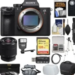 Discount Sony Alpha A7R III 4K Wi-Fi Digital Camera Body with FE 28-70mm Lens + 128GB Card + Case + Strap + Tripod + 3 Filters + Flash & LED Light