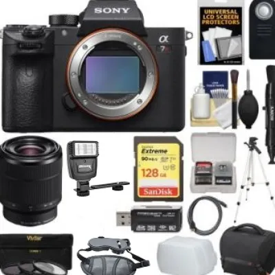 Discount Sony Alpha A7R III 4K Wi-Fi Digital Camera Body with FE 28-70mm Lens + 128GB Card + Case + Strap + Tripod + 3 Filters + Flash & LED Light