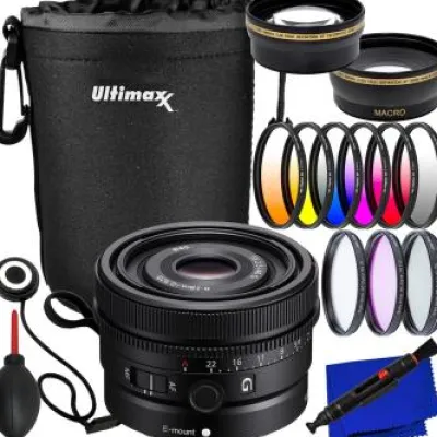 Clearance Sony FE 40mm f/2.5 G Lens + 0.43x Wide-Angle Lens Attachment with Detachable Macro, 3PC Multi-Coated UV Filter Kit (UV, CPL, FLD), 2.2X Telephoto Lens Attachment & Much More (20pc Bundle)