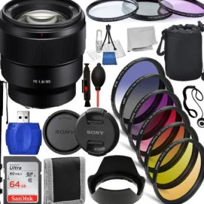 New Sony FE 85mm f/1.8 Lens - SEL85F18/2 Must Have Bundle