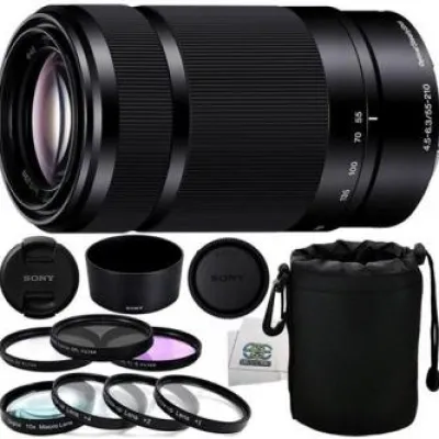 New Sony SEL55210 55-210mm f/4.5-6.3 Lens + Accessory Bundle (Black)