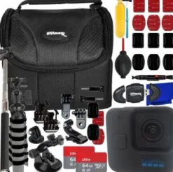 Online Ultimaxx Essential GoPro HERO11 Black Mini Bundle - Includes: 2x 64GB Ultra MicroSDXCâ€™s, Helmet Mount Kit, Mini â€œGripsterâ€ Tripod, Mini Suction Cup Mount, Floating â€œBobberâ€ Handle & More (25pc Bundle)
