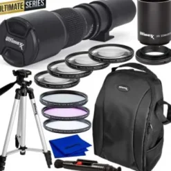 New Ultimaxx High-Power 500mm/1000mm f/8 Manual Lens for Canon EF-Mount SLR/DSLR Cameras and Accessory Bundle