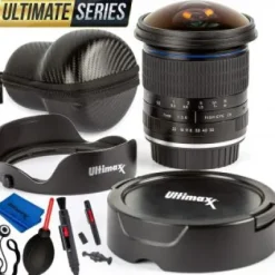 Online Ultimaxx 7mm f/3 HD Aspherical Fisheye Lens & Removable Hood Kit for Nikon D5, D4, D850, D810, D800, D750, D610, D600, D7500, D7200, D7100, D5600, D5500, D5300, D5200, D3400 & D3300 Digital SLR Camera
